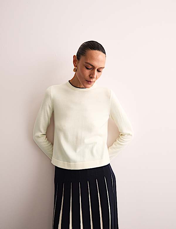 Merinowolrijke trui met biesdetail - BE