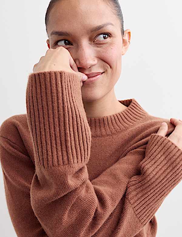 Pull coupe décontractée 100 % cachemire à col rond - FR