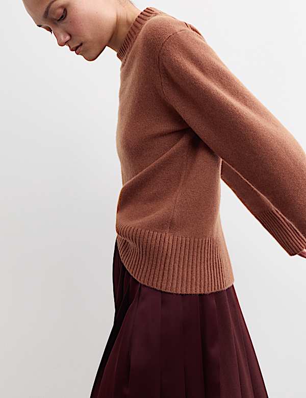 Pull coupe décontractée 100 % cachemire à col rond - FR