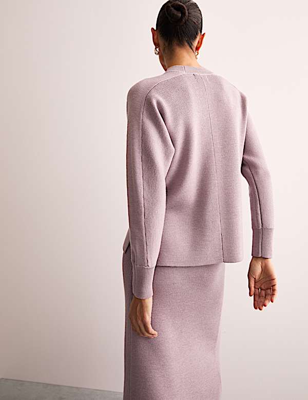 Pure Merino Wool Ribbed Funnel Neck Jumper - FR