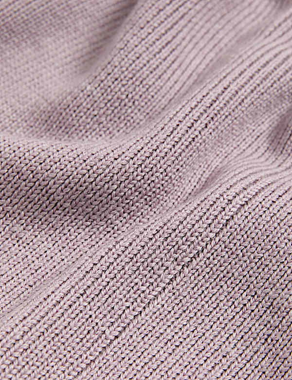 Pure Merino Wool Ribbed Funnel Neck Jumper - FR