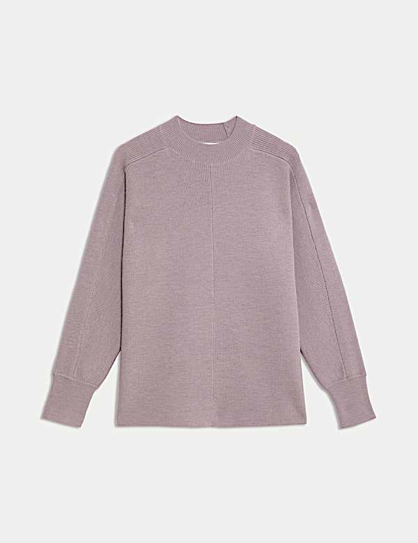 Pure Merino Wool Ribbed Funnel Neck Jumper - FR