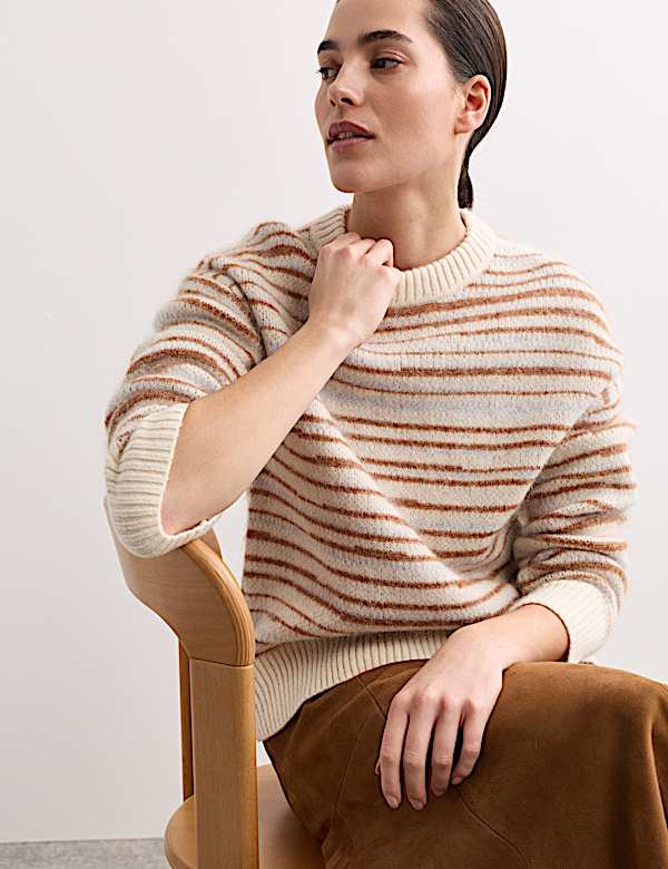 Mohair Blend Jacquard Stripe Jumper - AU