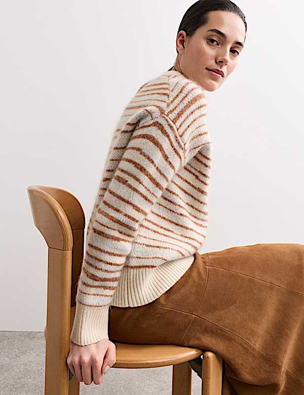 Mohair Blend Jacquard Stripe Jumper - AU