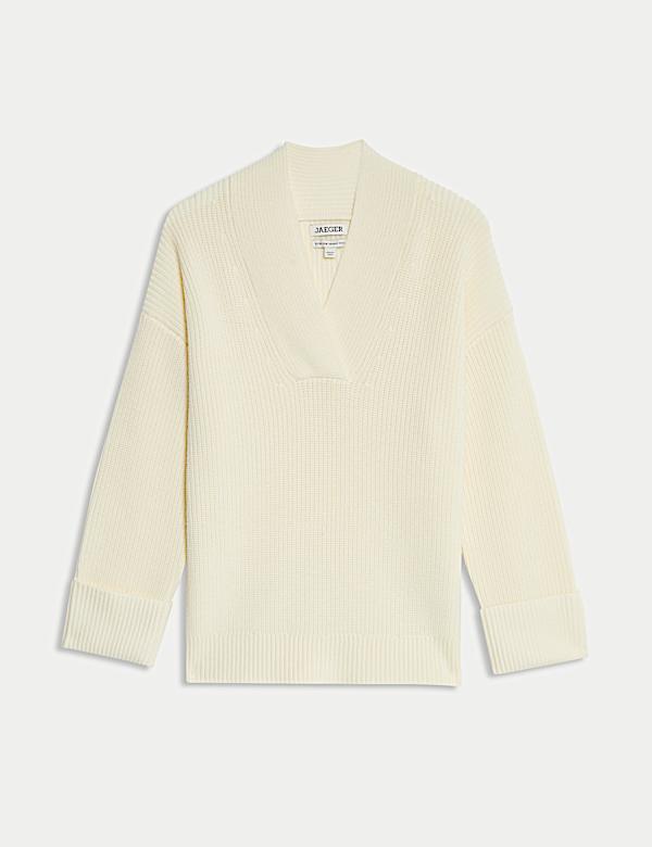 Jersey informal 100% lana de merino de escote en pico - ES