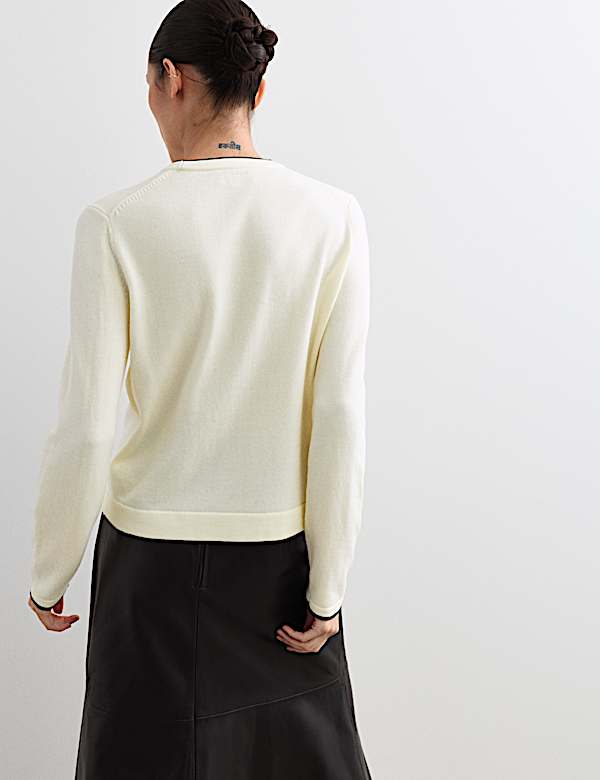 Merino Wool Rich Tipped Crew Neck Jumper - CA