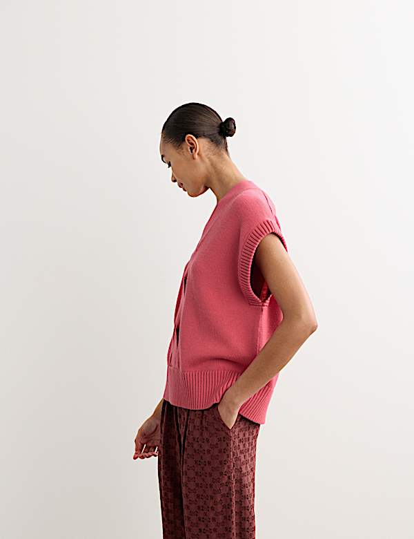 Pure Merino Wool V-Neck Knitted Vest - NZ