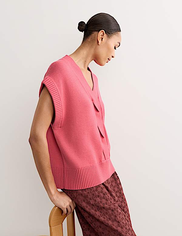 Pure Merino Wool V-Neck Knitted Vest - NZ