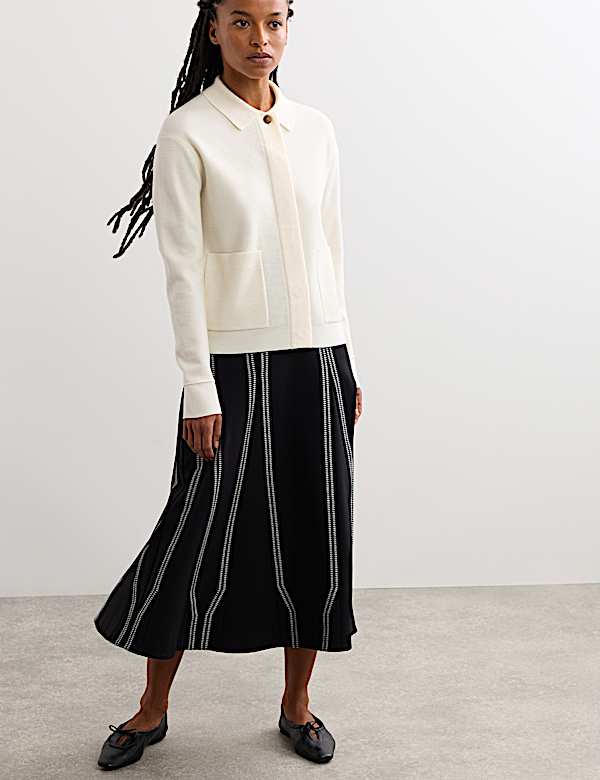 Pure Merino Wool Textured Knitted Jacket - AU