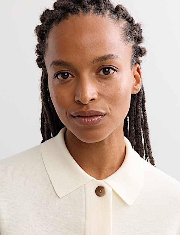 Pure Merino Wool Textured Knitted Jacket - AU