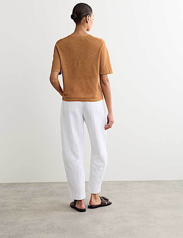 Pure Linen Textured T-Shirt - BE
