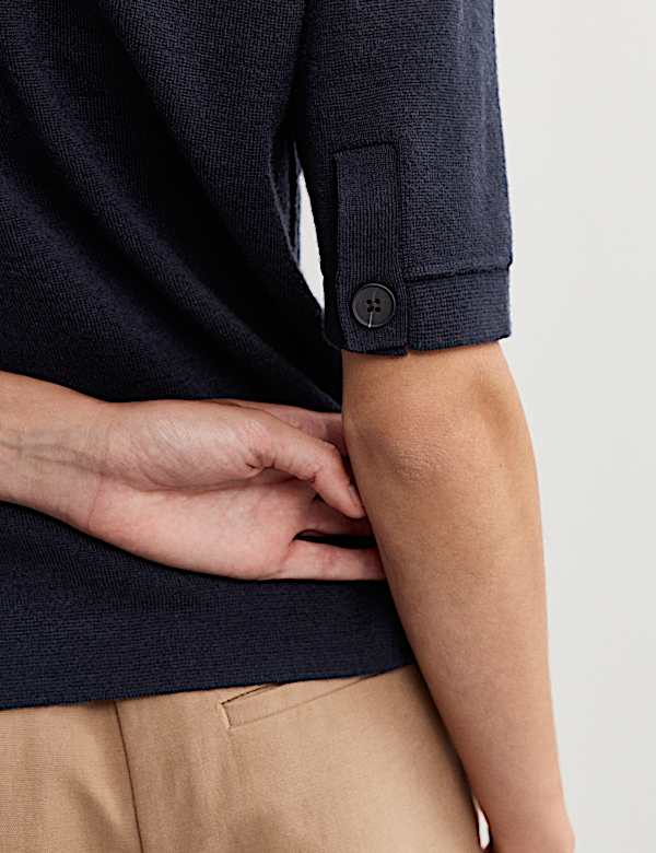 Pure Merino Wool Collared Cardigan - BE