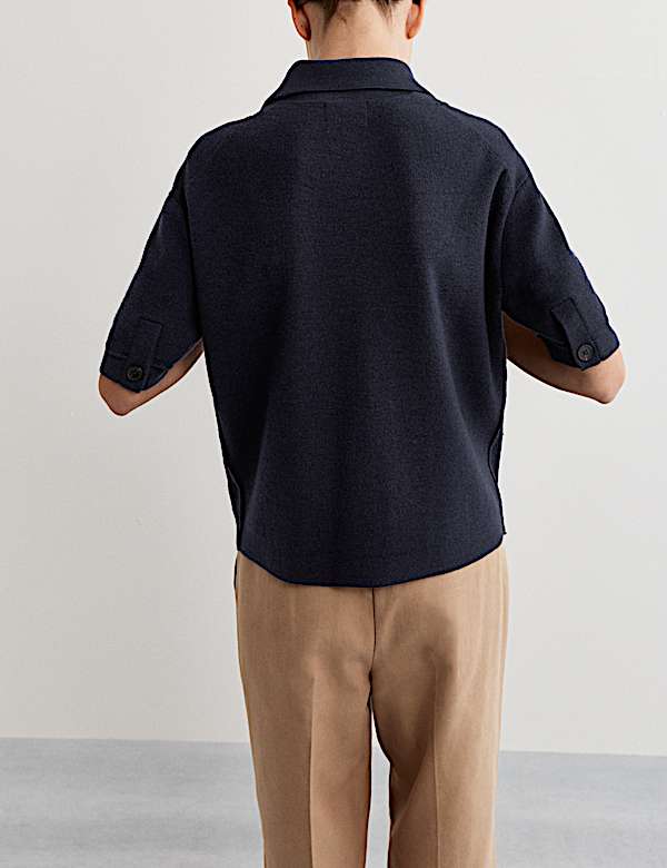 Pure Merino Wool Collared Cardigan - BE