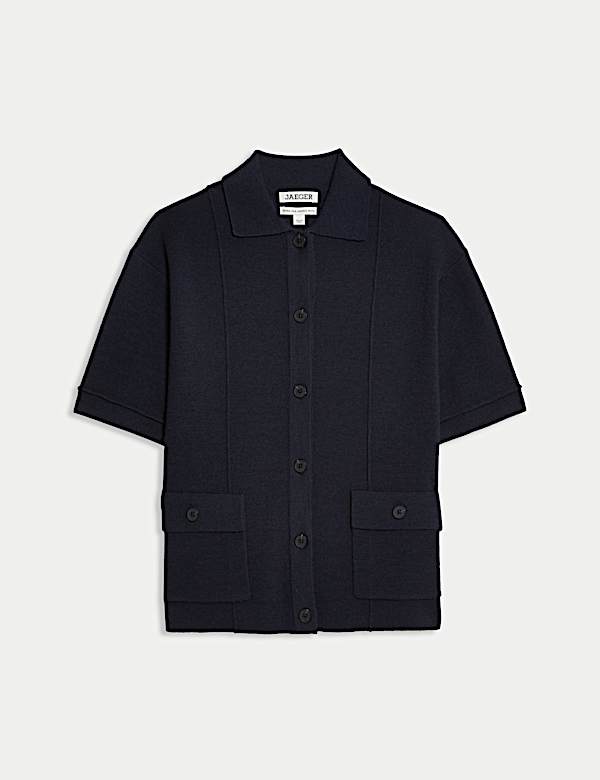 Pure Merino Wool Collared Cardigan - BE