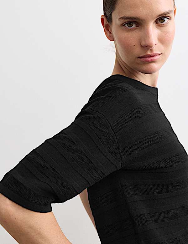 Camiseta de algod&oacute;n de pointelle con cashmere - ES