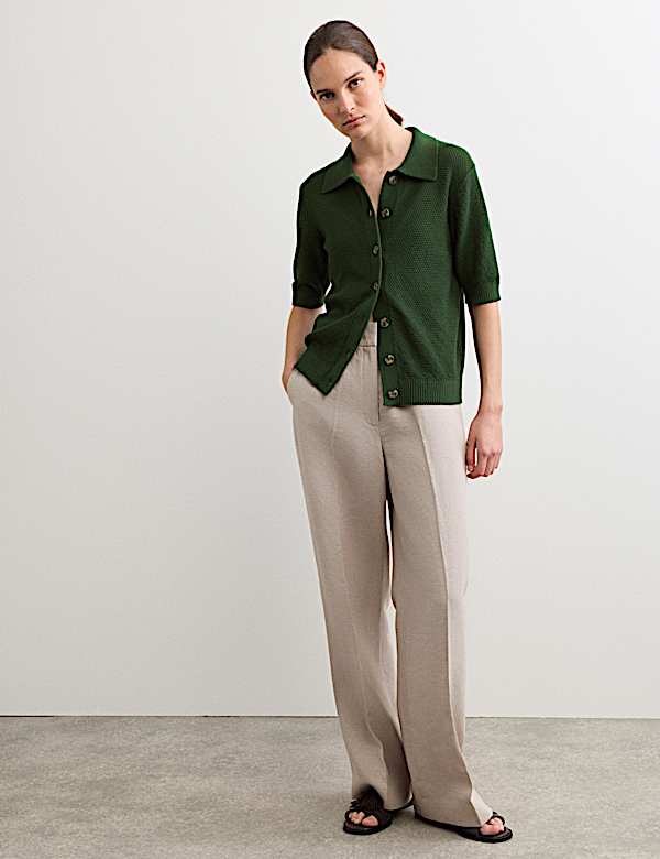Cotton Rich Collared Cardigan with Silk - GR