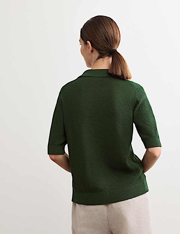 Cotton Rich Collared Cardigan with Silk - GR