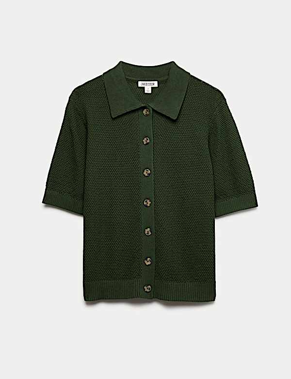 Cotton Rich Collared Cardigan with Silk - GR