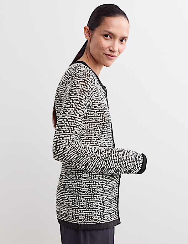 Merinowolrijk vest met ronde hals en structuurdessin - BE