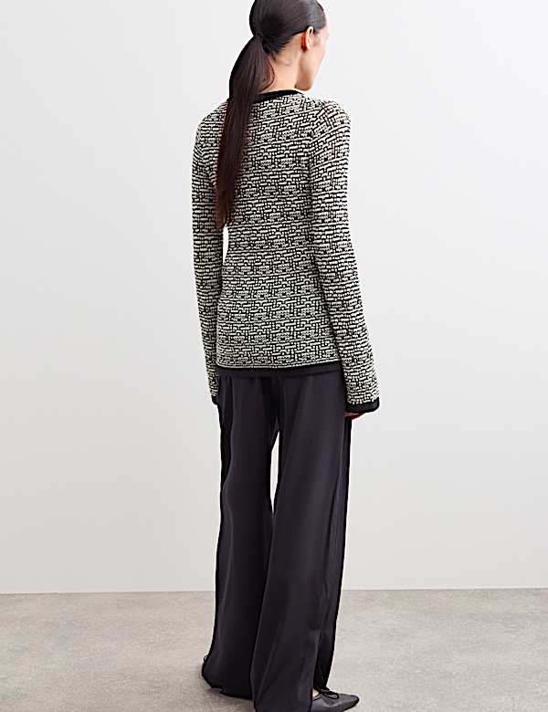 Merinowolrijk vest met ronde hals en structuurdessin - BE