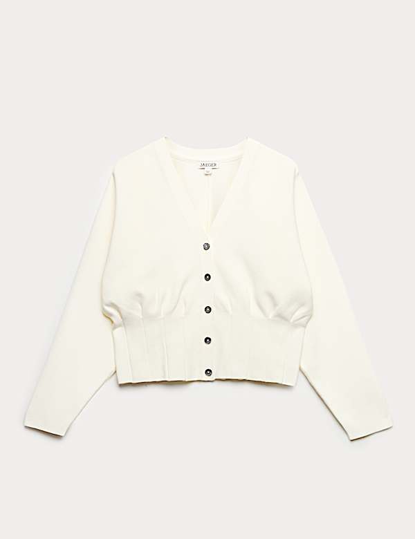 Cotton Blend Pleat Waist Cardigan - FR
