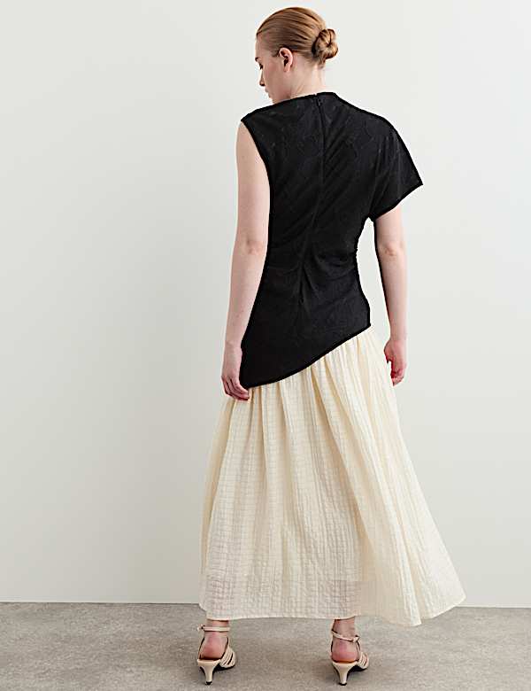 Lyocell Blend Colour Block Maxi Dress - IT