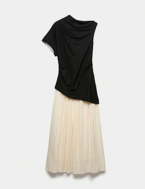 Lyocell Blend Colour Block Maxi Dress - IT