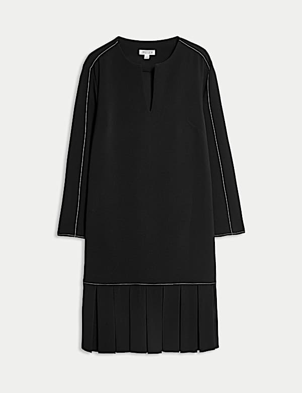 Vestido recto de crepé con plisado cuadrado - ES