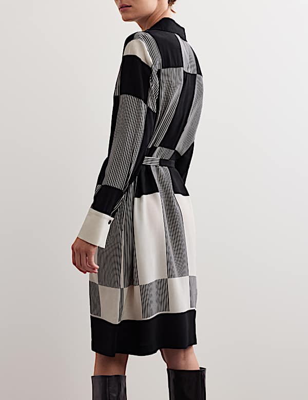 Robe chemise longueur genou avec ceinture et imprimé - CA