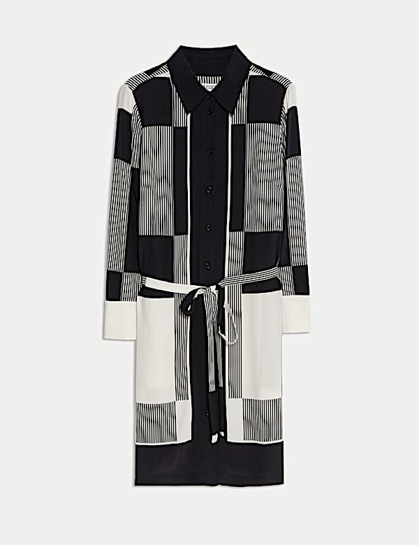 Robe chemise longueur genou avec ceinture et imprimé - CA