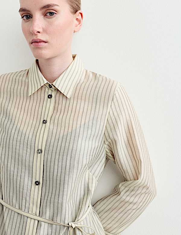 Lyocell Rich Striped Midi Shirt Dress - IT