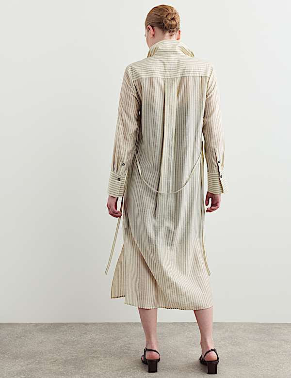 Lyocell Rich Striped Midi Shirt Dress - IT