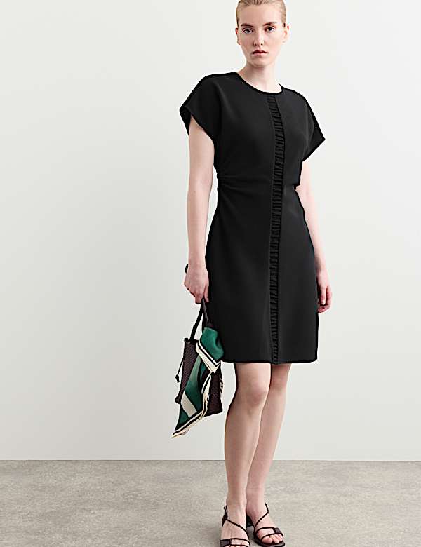 Crepe Ruched Short Waisted Dress - CA