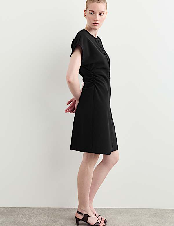 Crepe Ruched Short Waisted Dress - CA