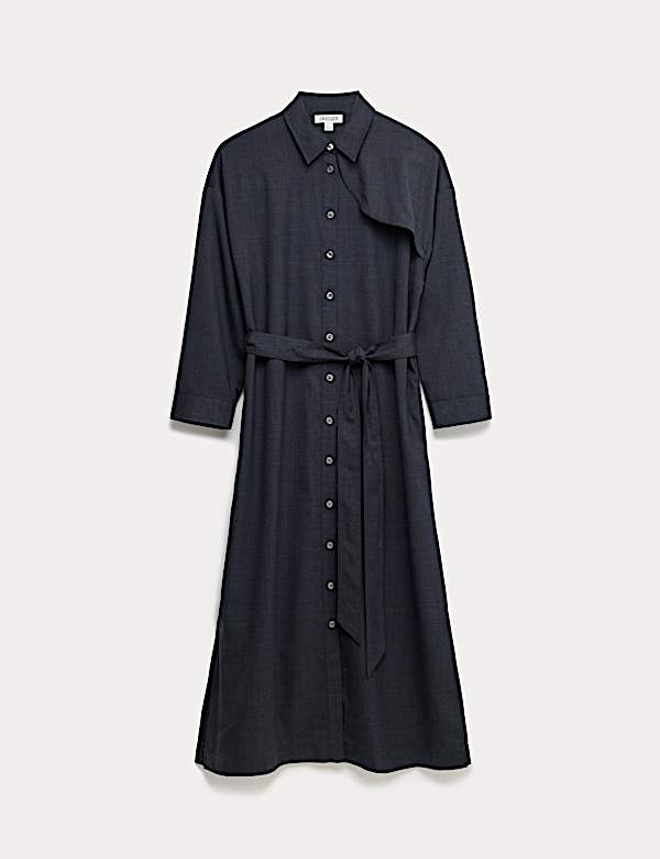 Robe trench midi en laine à fermeture boutonnée sur le devant - CA
