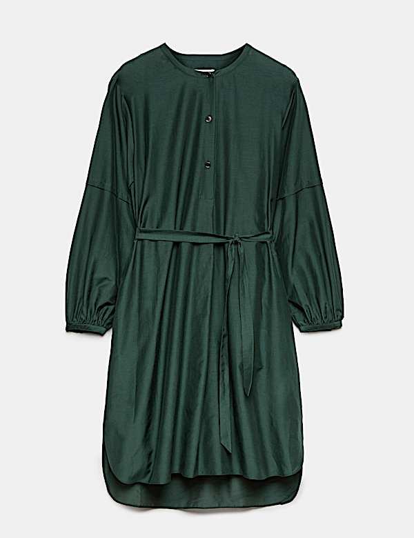 Cotton Silk Blend Knee Length Shirt Dress - IT