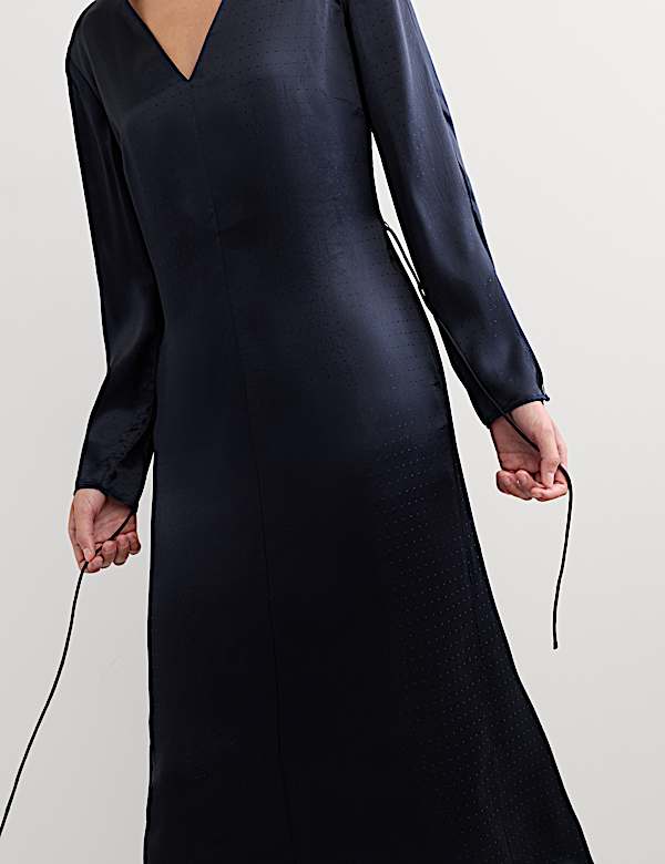 Jacquard V Neck Midi Column Dress - AU