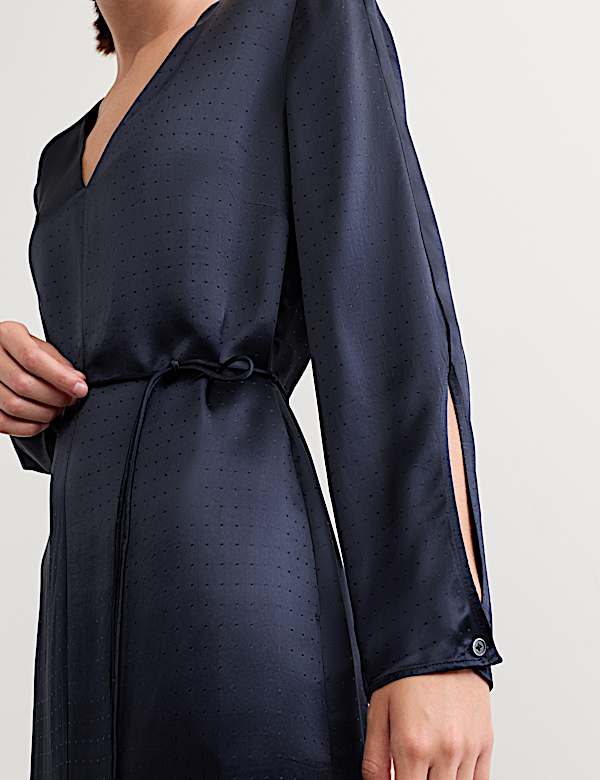 Jacquard V Neck Midi Column Dress - AU