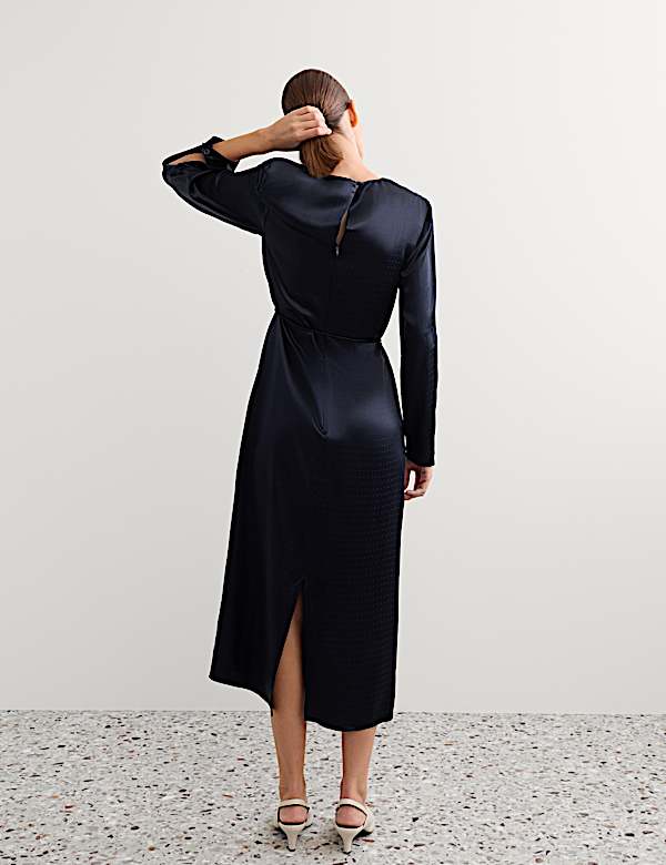 Jacquard V Neck Midi Column Dress - AU