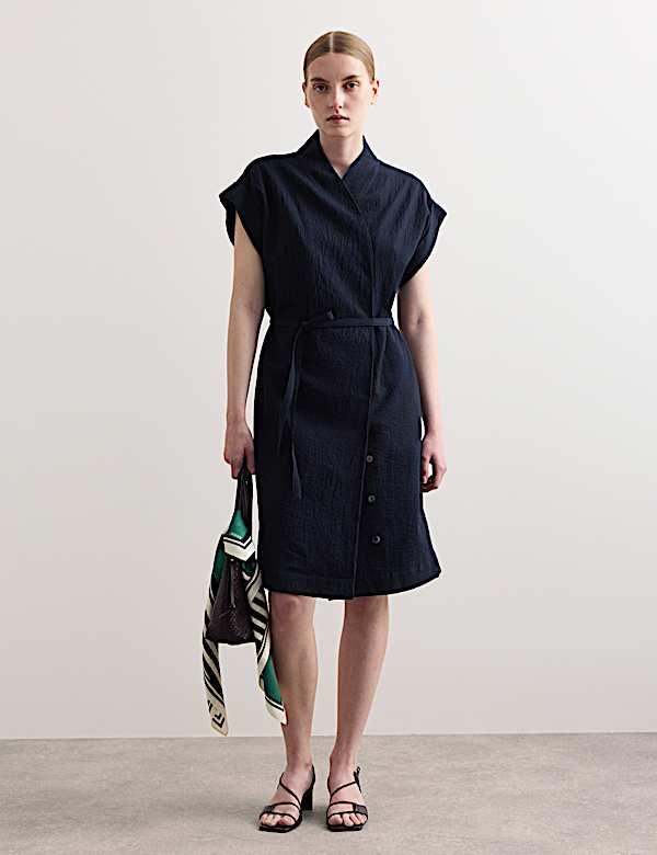 Cotton Rich Knee Length Wrap Dress - IT
