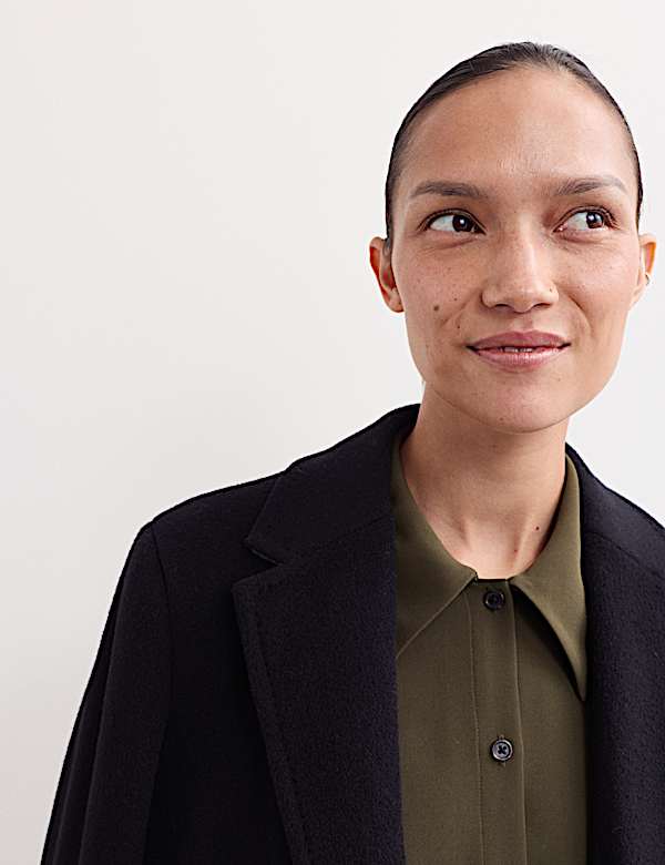 Robe chemise midi en crêpe avec détail passepoil - CA