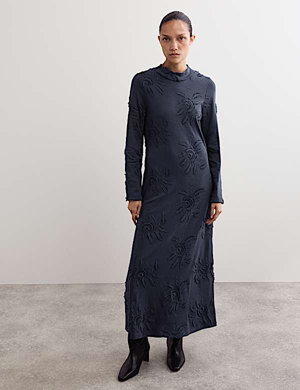 Robe patineuse midaxi en jersey 100 % coton brodé - CA