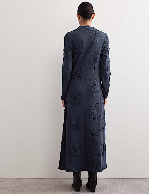 Robe patineuse midaxi en jersey 100 % coton brodé - CA