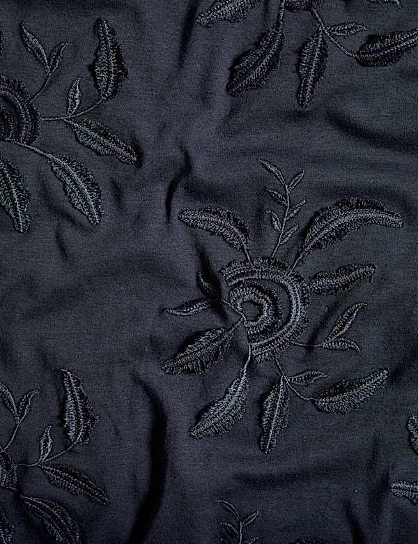 Robe patineuse midaxi en jersey 100 % coton brodé - CA