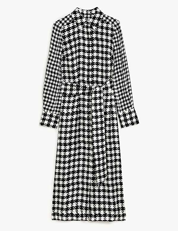 Robe midi style chemise 100&nbsp;% soie avec imprim&eacute; - CA