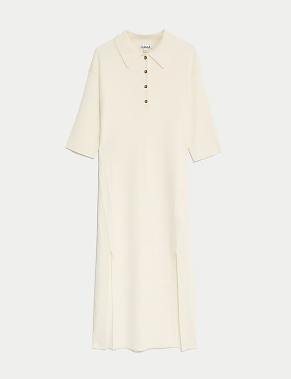 Robe pull midi en laine mérinos côtelée - CA