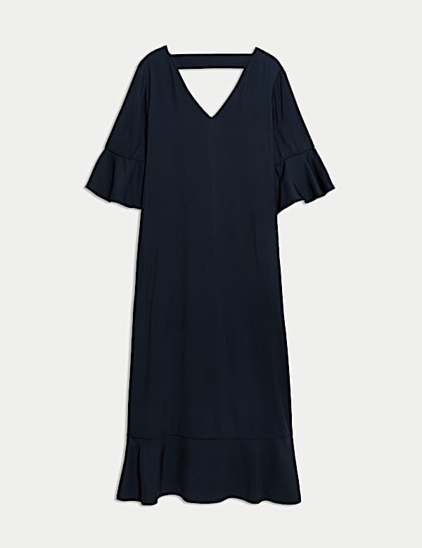 Robe patineuse mi-longue à détail jabot en tweed de cavalerie - CA