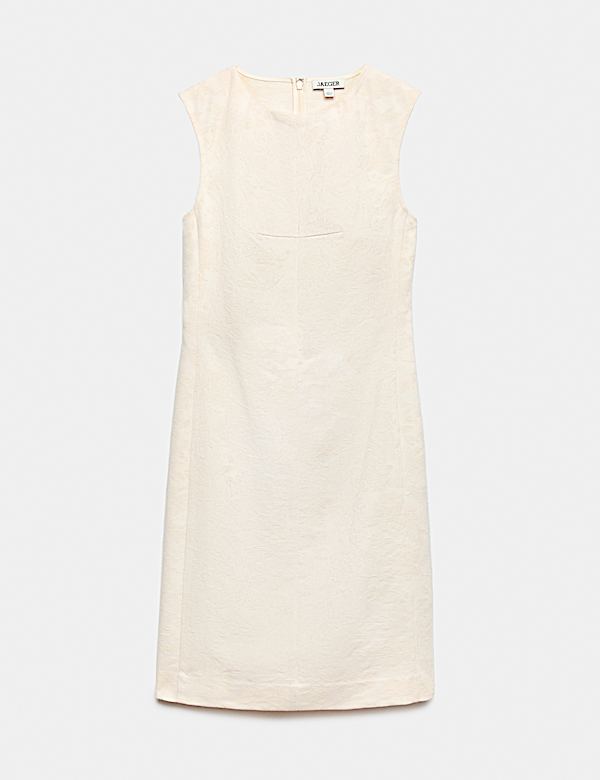 Robe tube en coton m&eacute;lang&eacute; jacquard avec lin - CH