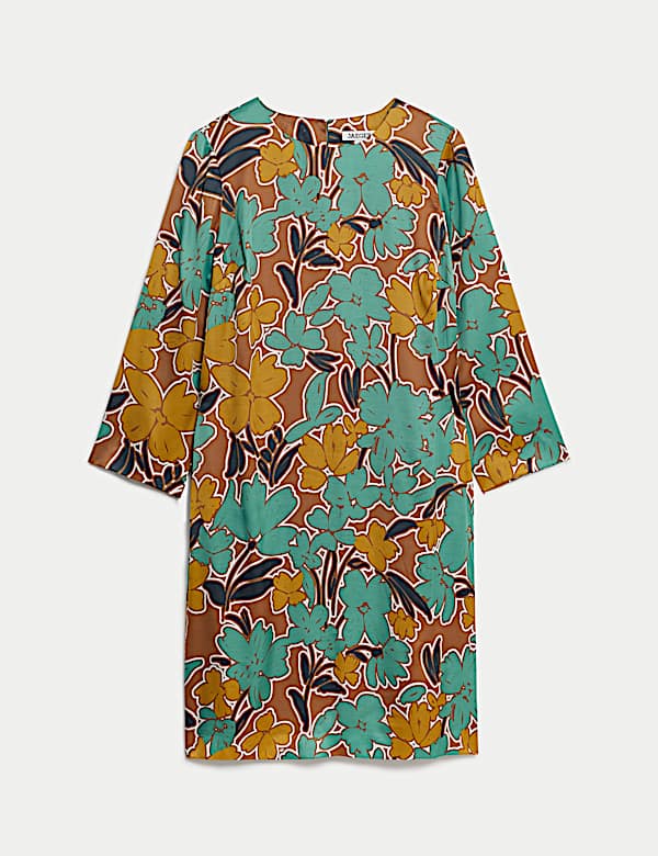 Gaun Terusan Panjang Lutut Motif Bunga - ID