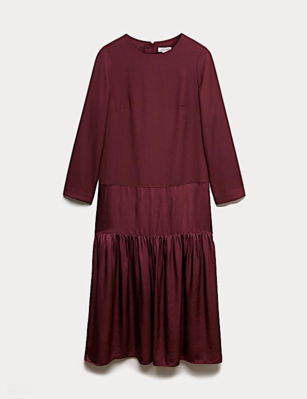 Robe midi à volants, aspect mat et brillant - CA